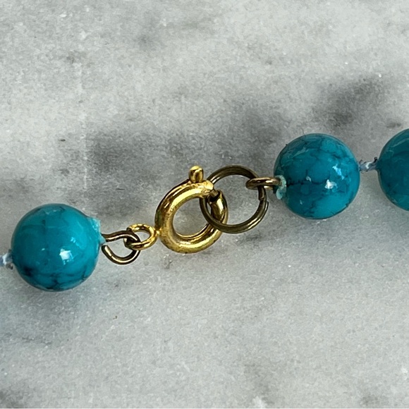 Vintage Blue Swirl Necklace and Pierced Earrings Set - Picture 6 of 15